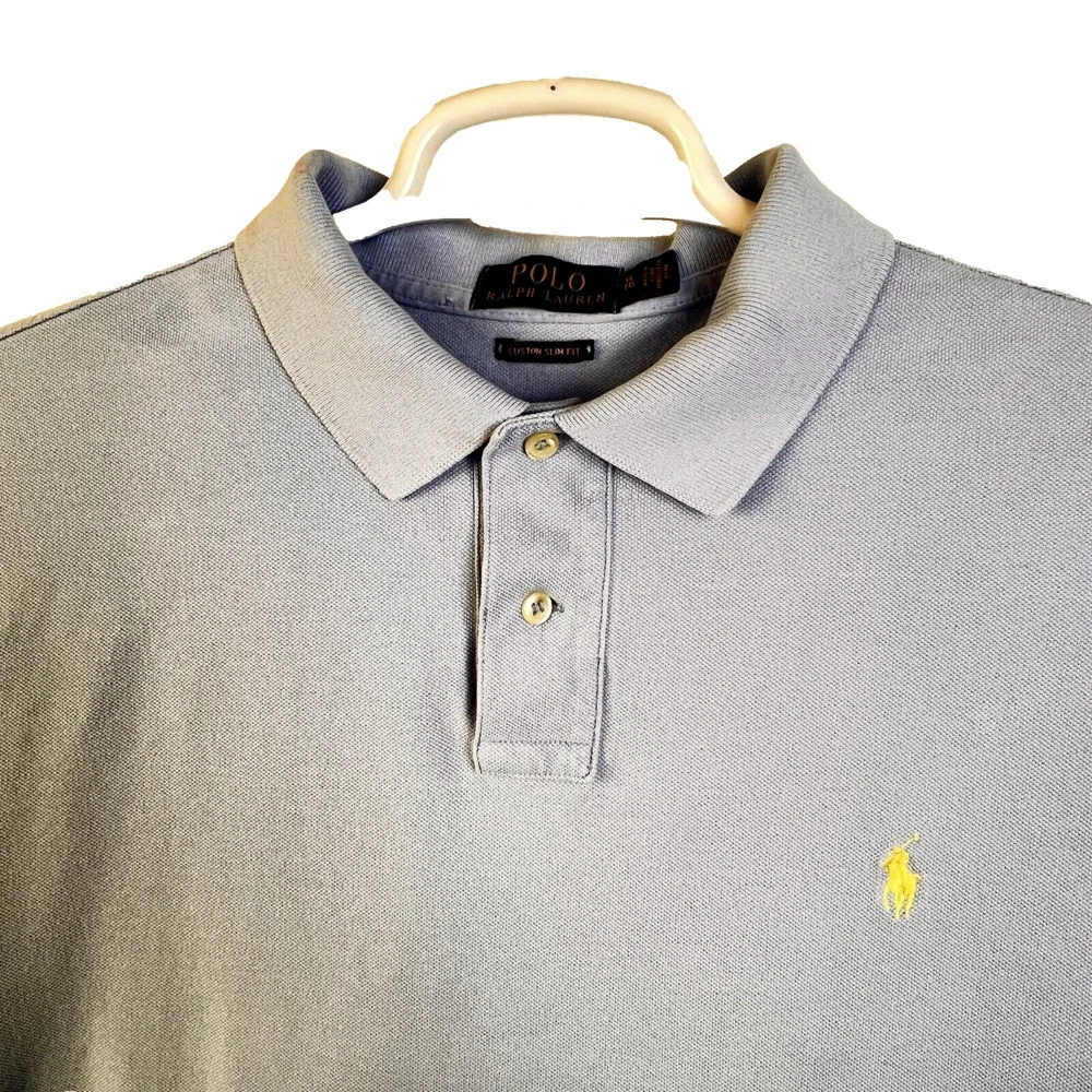Polo Ralph Lauren Men's XL Slim Fit Light Blue Polo Golf Shirt Preppy Classic